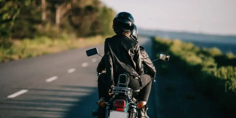 riding on a motorcycle