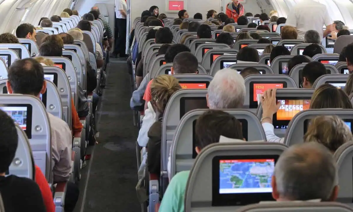 people flying on a plane