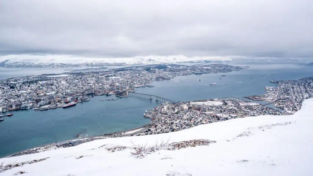 Panoramic views of Tromsø from Storsteinen Mountain