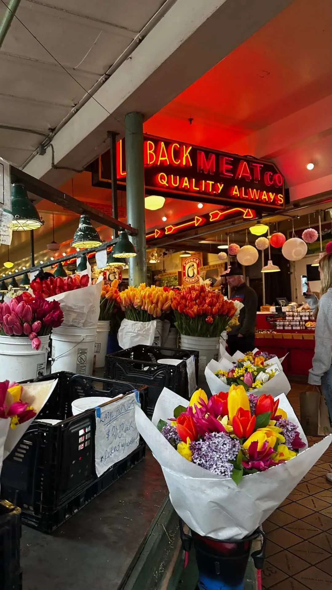Flowers in Pike Place Market in Seattle, WA