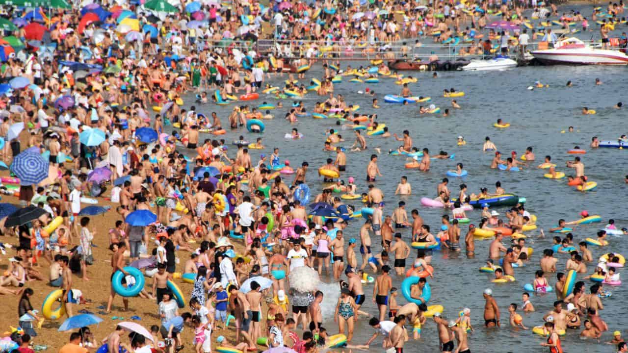 overcrowded beach