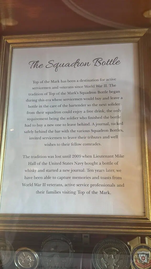 Top of the Mark Squadron Bottle Story