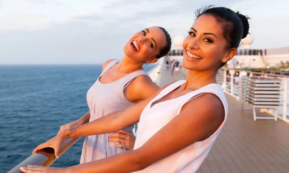 Woman having fun on cruise