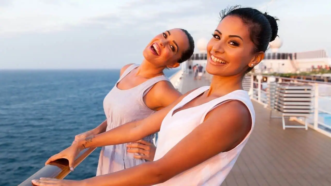 Woman having fun on cruise