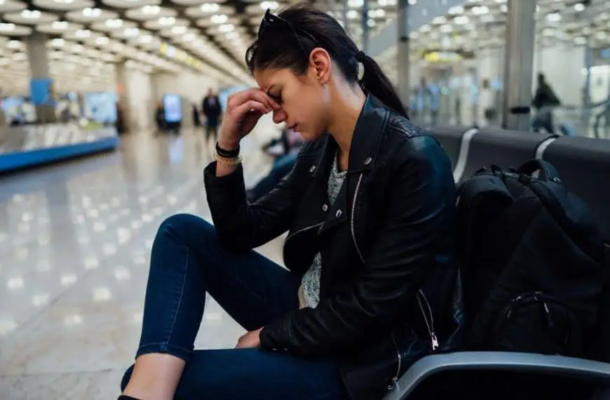 woman frustrated at airport