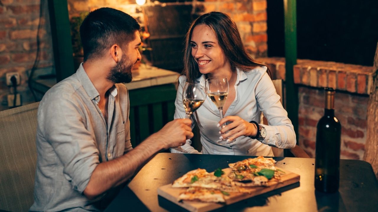 Couple enjoying a relaxed dinner