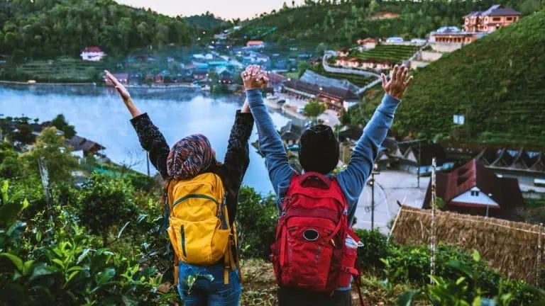 couple backpacking