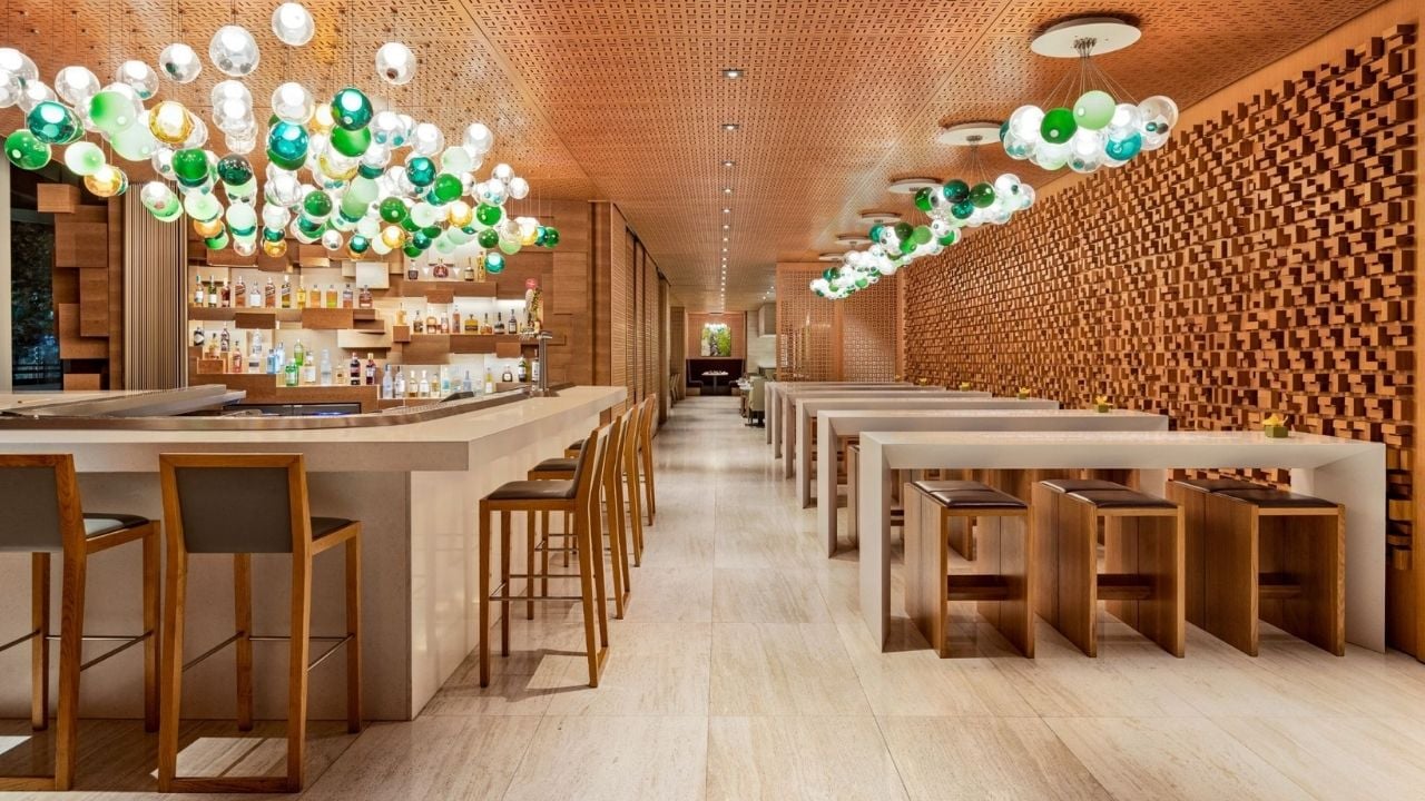 The bar at Bosk Restaurant at the Shangri-La Toronto